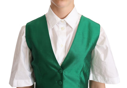 Dolce & Gabbana Elegant Green Silk Blend Waistcoat Dolce & Gabbana