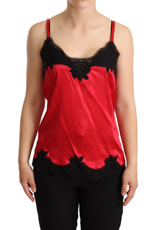 Dolce & Gabbana Enchanting Red Silk Blend Lace Camisole Dolce & Gabbana