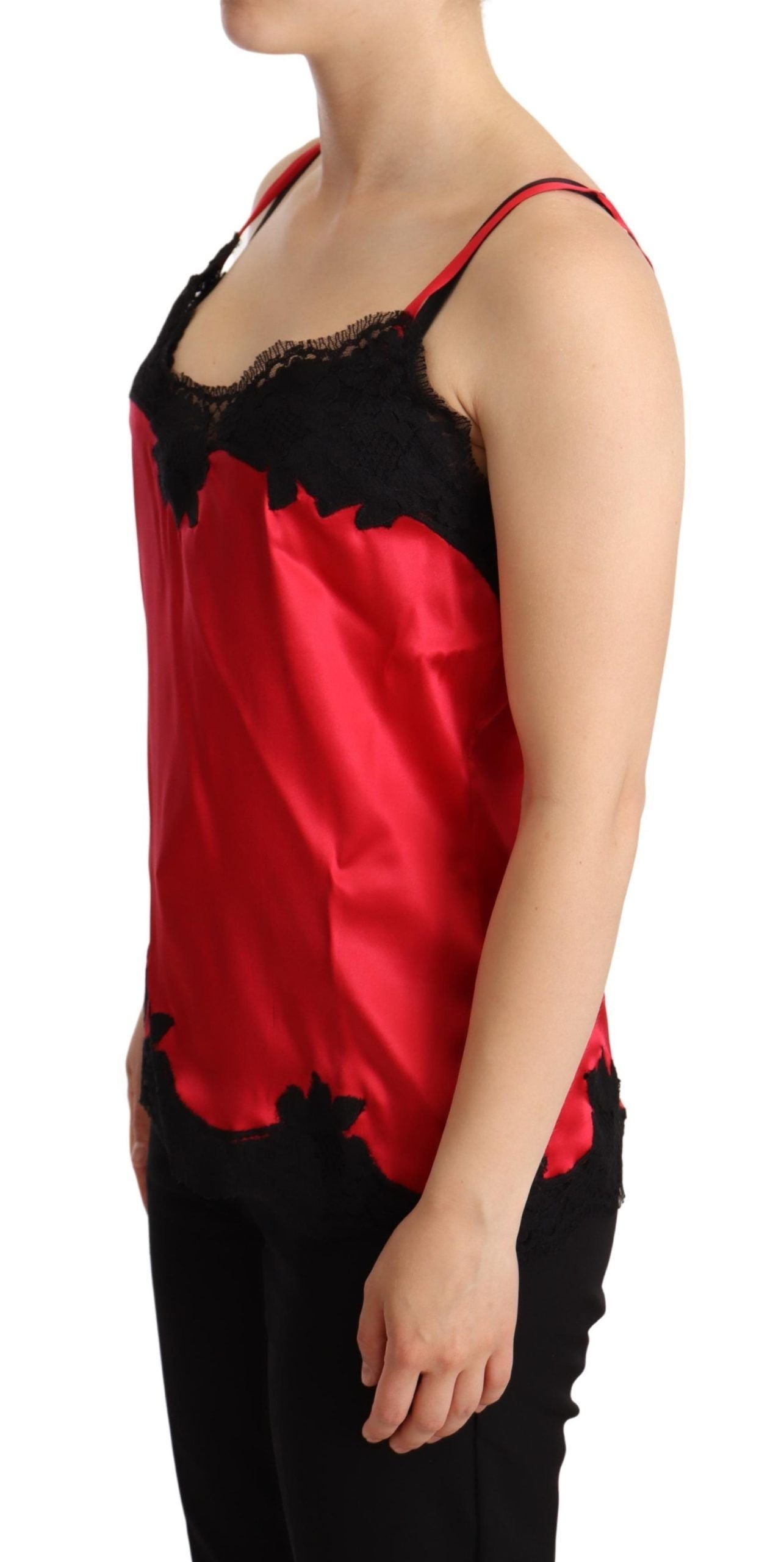 Dolce & Gabbana Enchanting Red Silk Blend Lace Camisole Dolce & Gabbana