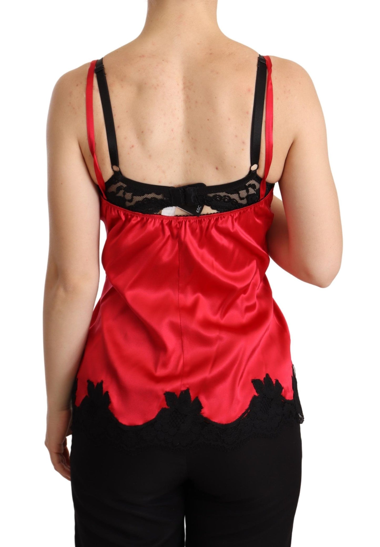 Dolce & Gabbana Enchanting Red Silk Blend Lace Camisole Dolce & Gabbana