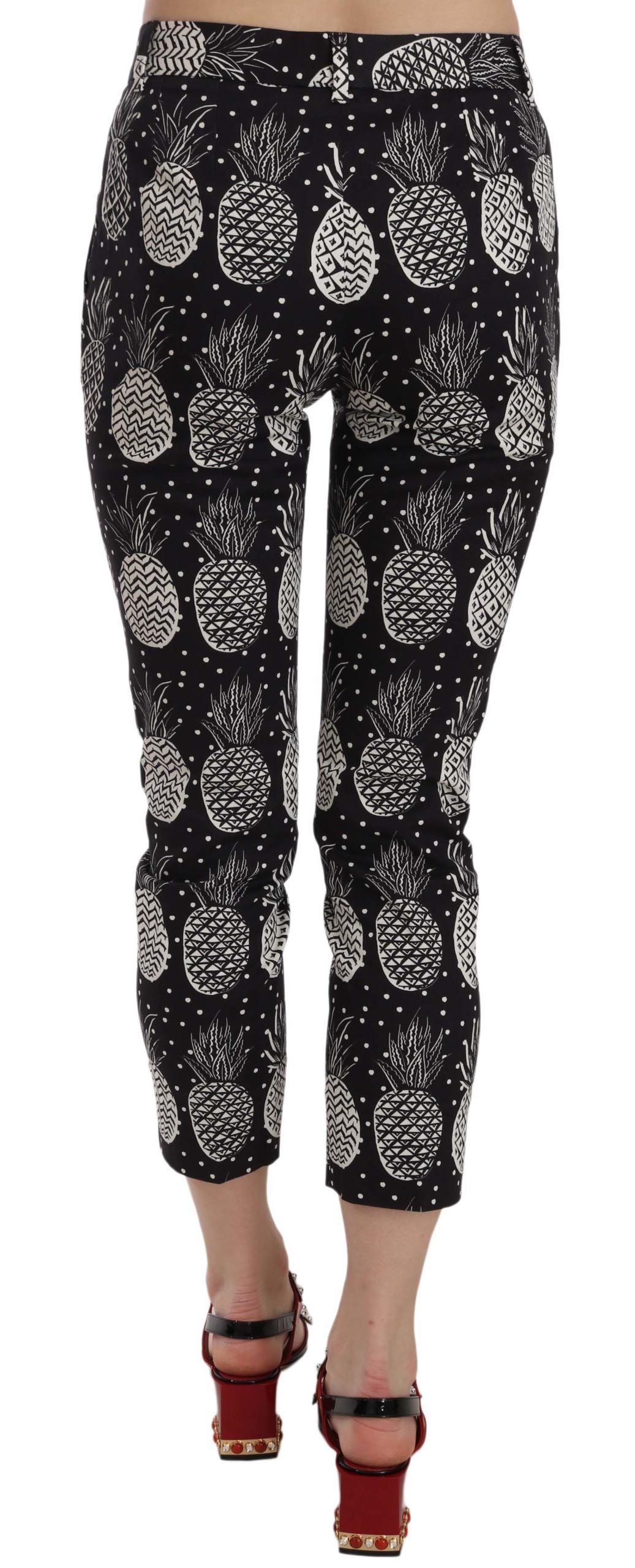 Dolce & Gabbana Chic Black Pineapple Print Skinny Capri Pants