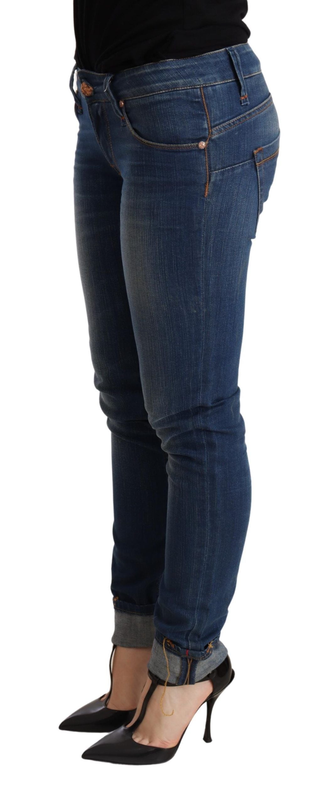 Acht Chic Blue Washed Push-Up Skinny Jeans Acht