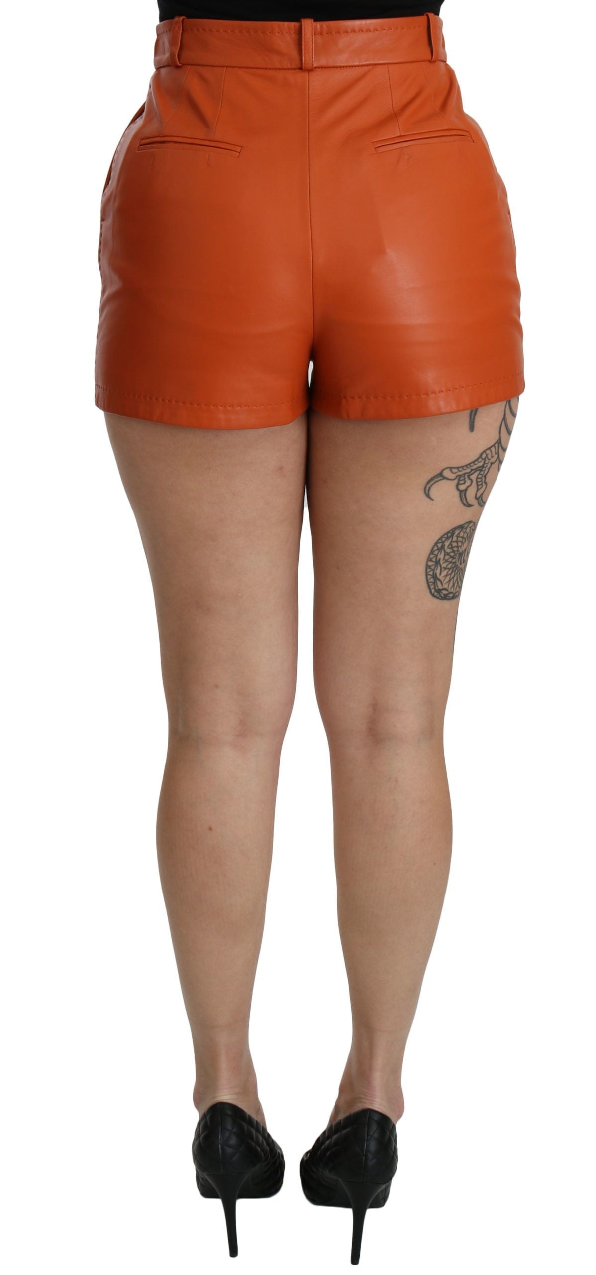 Dolce & Gabbana Chic Orange Leather High Waist Hot Pants Dolce & Gabbana