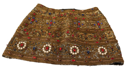 Dolce & Gabbana Gold Embellished High Waist Mini Skirt Dolce & Gabbana