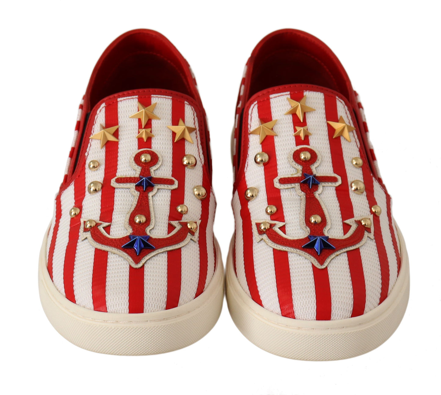 Dolce & Gabbana Stripe Print Studded Loafers Dolce & Gabbana