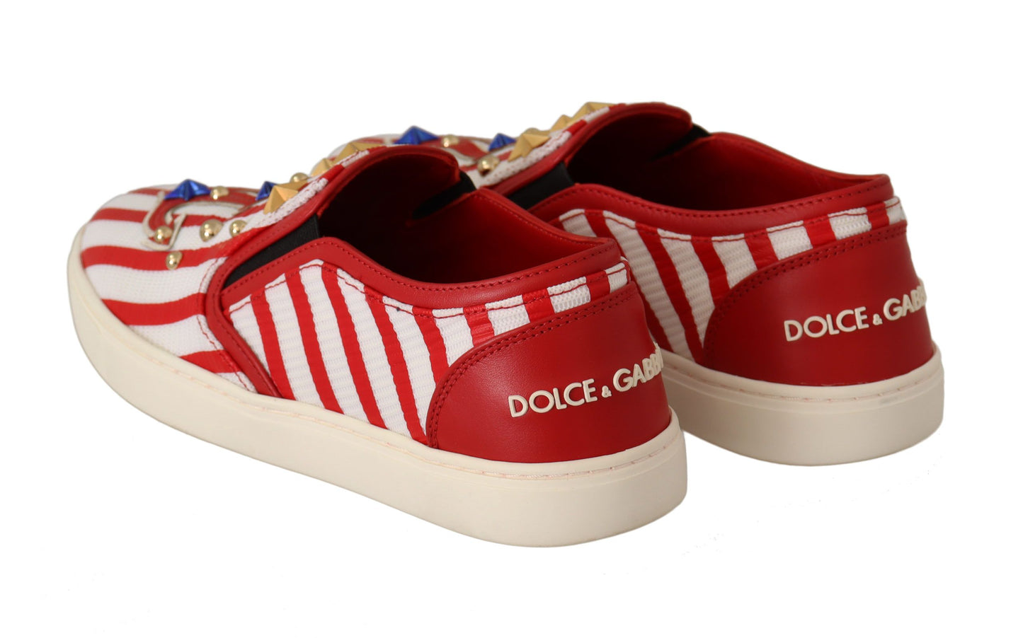 Dolce & Gabbana Stripe Print Studded Loafers Dolce & Gabbana