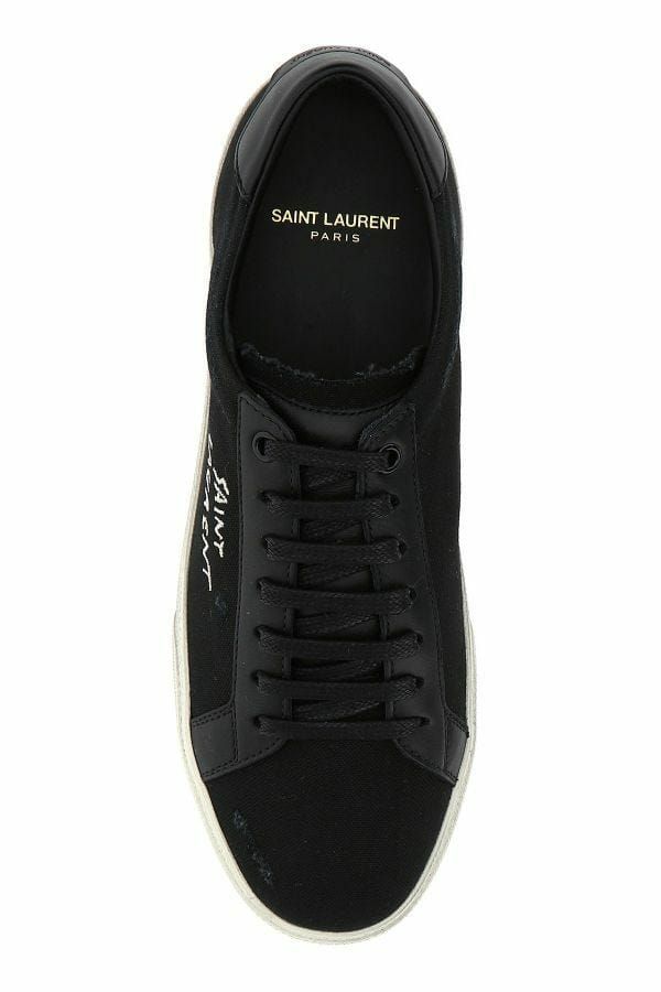 Saint Laurent Sleek Black Canvas & Leather Low-Top Sneakers Saint Laurent