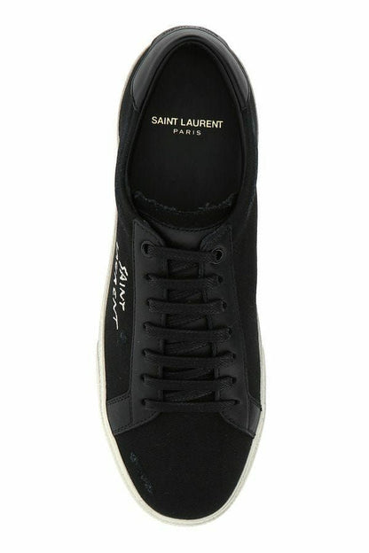 Saint Laurent Sleek Black Canvas & Leather Low-Top Sneakers Saint Laurent