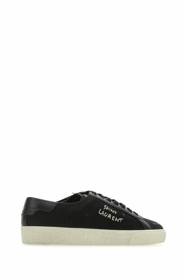 Saint Laurent Sleek Black Canvas & Leather Low-Top Sneakers Saint Laurent