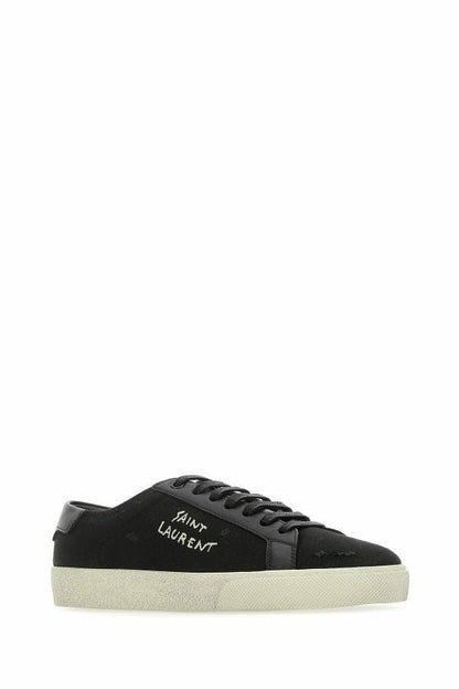 Saint Laurent Sleek Black Canvas & Leather Low-Top Sneakers Saint Laurent