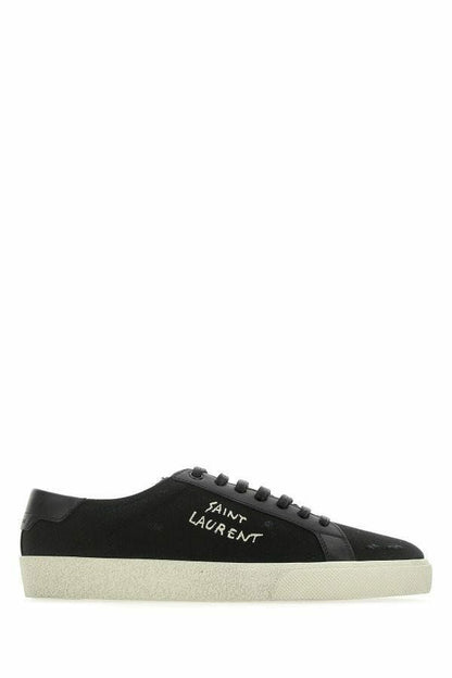 Saint Laurent Sleek Black Canvas & Leather Low-Top Sneakers Saint Laurent