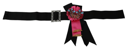 Dolce & Gabbana Elegant Floral Crystal Ribbon Waist Belt Dolce & Gabbana