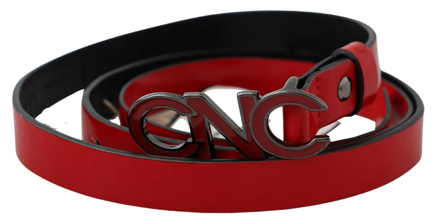 Costume National Chic Red Leather Waist Belt with Black-Tone Buckle Costume National