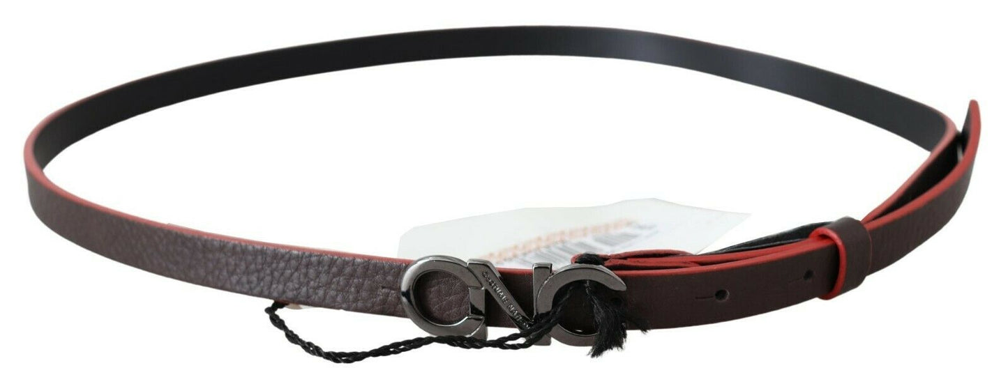 Costume National Maroon & Black Italian Leather Fashion Belt Costume National