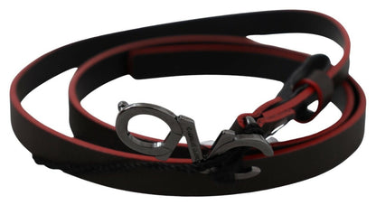 Costume National Maroon & Black Italian Leather Fashion Belt Costume National