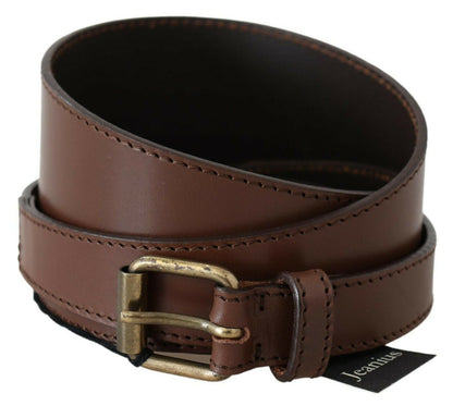 PLEIN SUD Chic Brown Leather Fashion Belt with Bronze-Tone Hardware PLEIN SUD