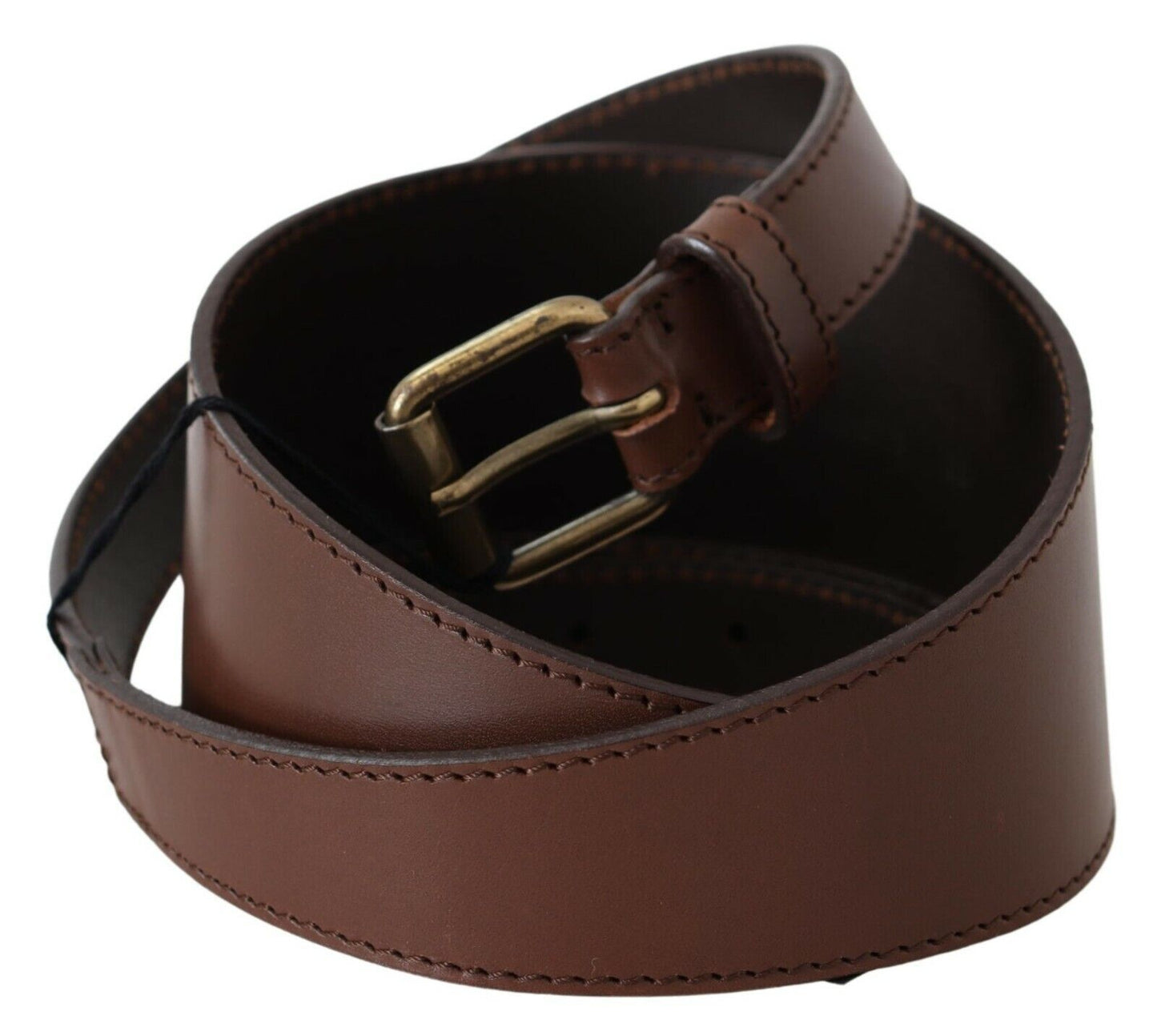 PLEIN SUD Chic Brown Leather Fashion Belt with Bronze-Tone Hardware PLEIN SUD