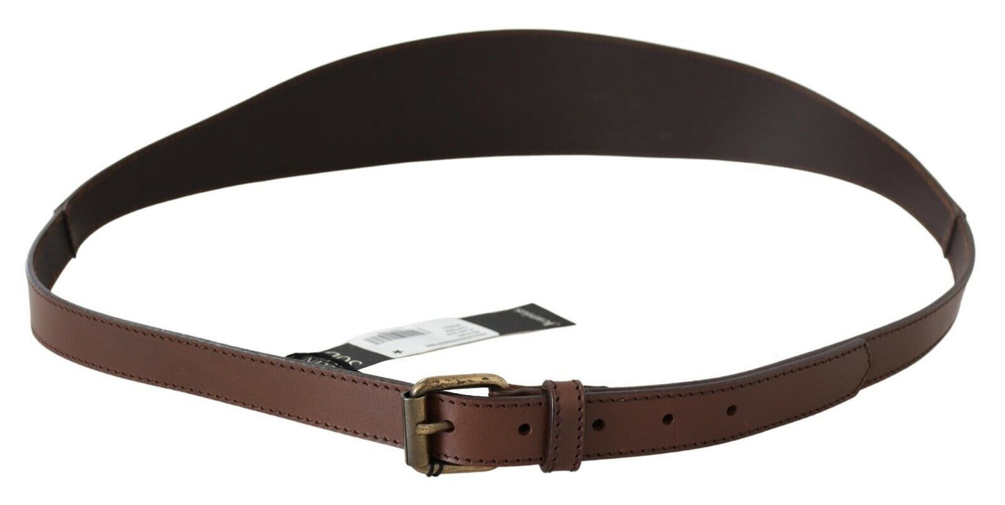 PLEIN SUD Chic Brown Leather Fashion Belt with Bronze-Tone Hardware PLEIN SUD