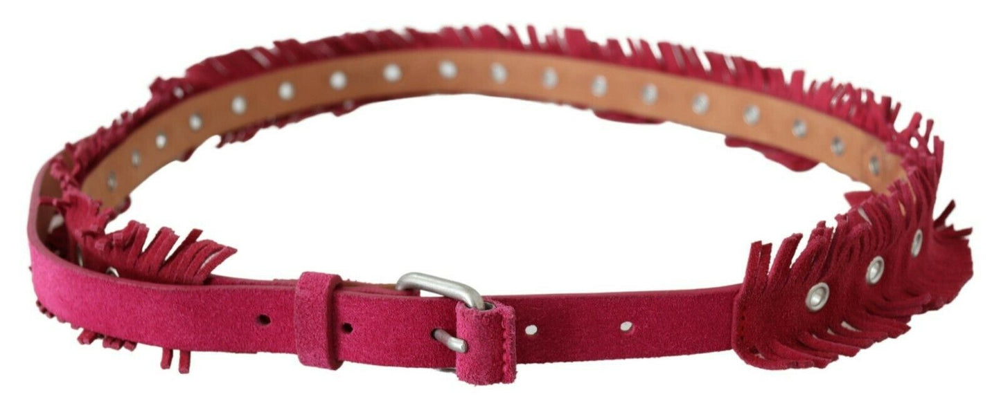 Ermanno Scervino Elegant Maroon Double Buckle Leather Belt Ermanno Scervino