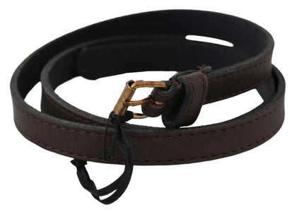 MILA SCHÖN Elegant Brown Leather Fashion Belt with Gold-Tone Buckle MILA SCHÖN