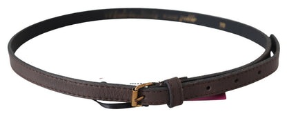 MILA SCHÖN Elegant Brown Leather Fashion Belt with Gold-Tone Buckle MILA SCHÖN