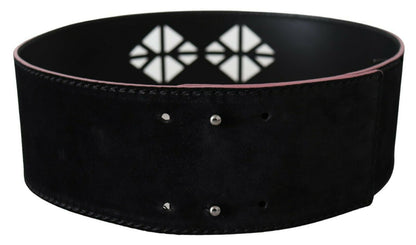 Costume National Elegant Wide Leather Fashion Belt with Metal Accents Costume National