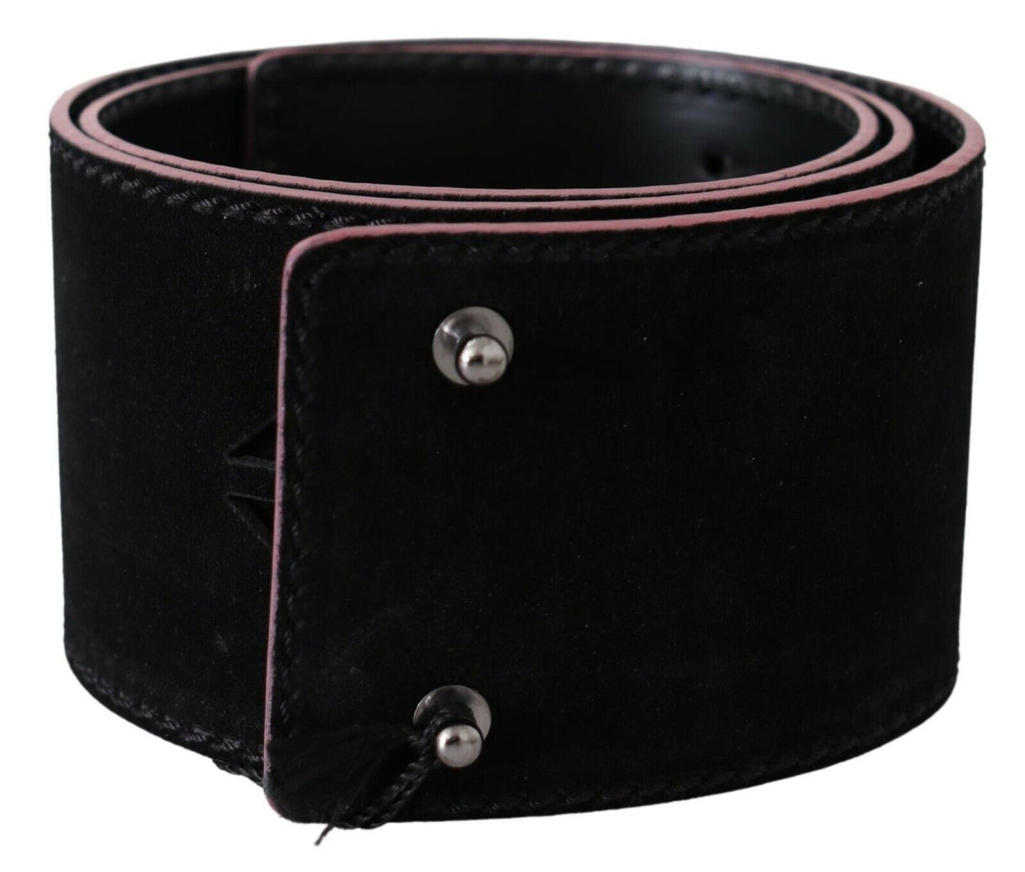 Costume National Elegant Wide Leather Fashion Belt with Metal Accents Costume National