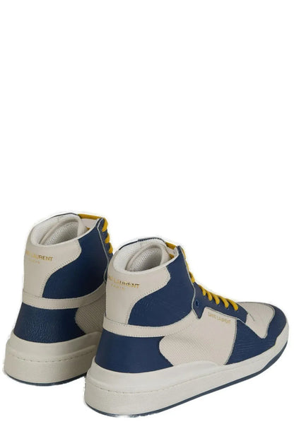 Saint Laurent Elevate Your Style with Mid-Top Blue Luxury Sneakers Saint Laurent