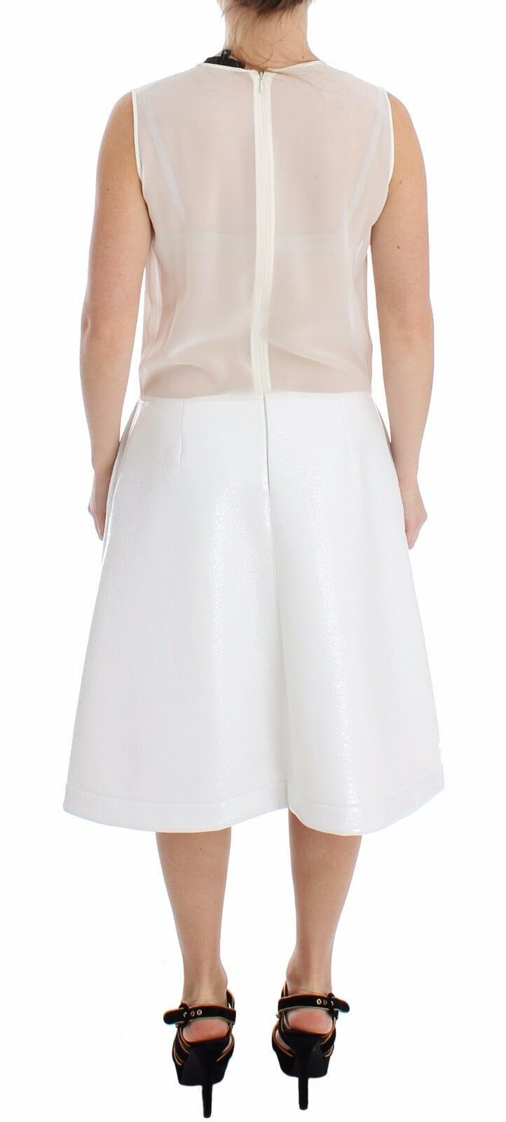 Koonhor Elegant White Silk-Wool Blend Tank Dress Koonhor