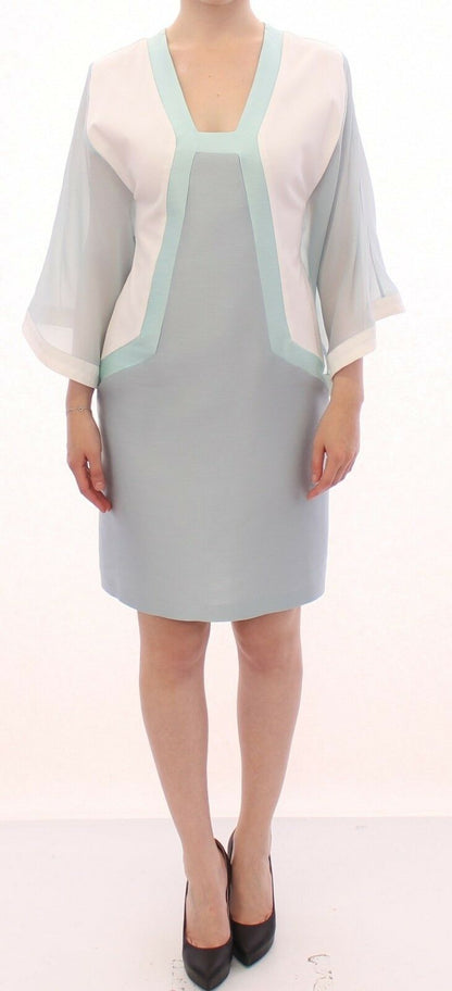 Sergei Grinko Elegant Turquoise Silk Sheath Dress Sergei Grinko