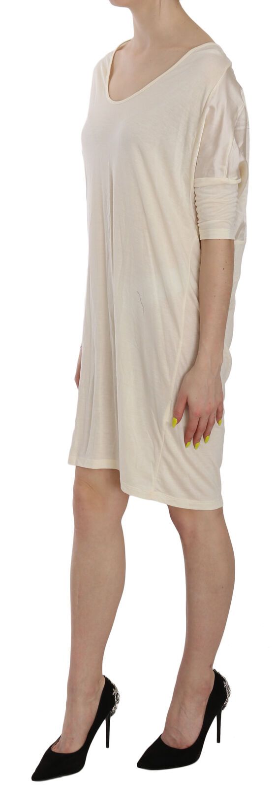 Costume National Chic Cream A-Line Elbow Sleeve Dress Costume National