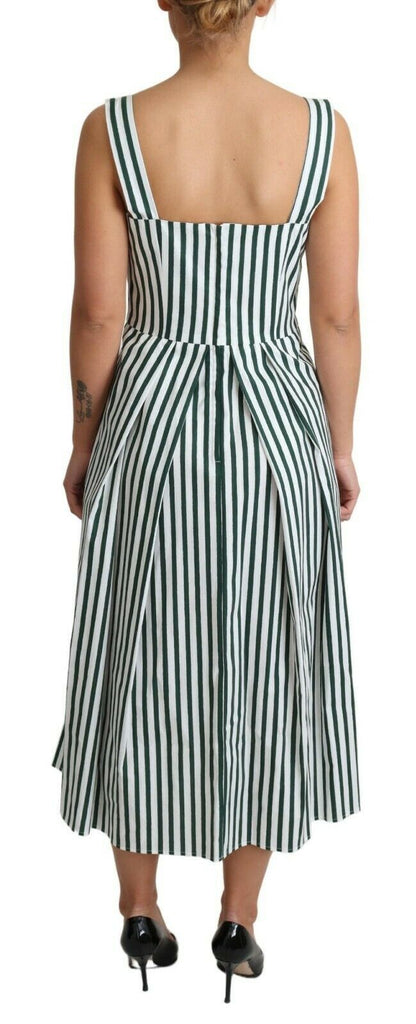 Dolce & Gabbana Chic Sleeveless A-Line Dress in White & Green Dolce & Gabbana