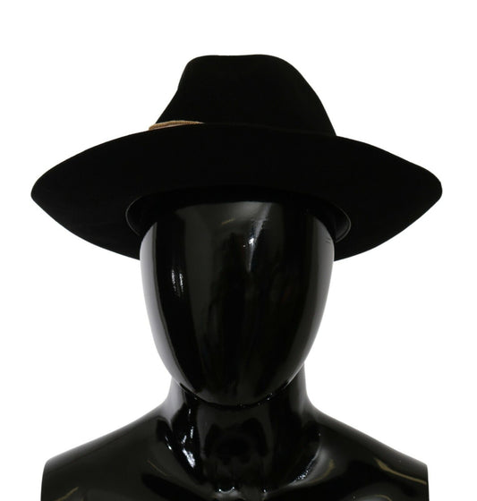 Dolce & Gabbana Elegant Black Lapin Wide Brim Panama Hat Dolce & Gabbana