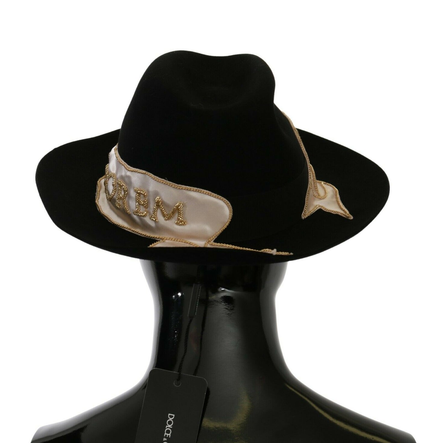 Dolce & Gabbana Elegant Black Lapin Wide Brim Panama Hat Dolce & Gabbana