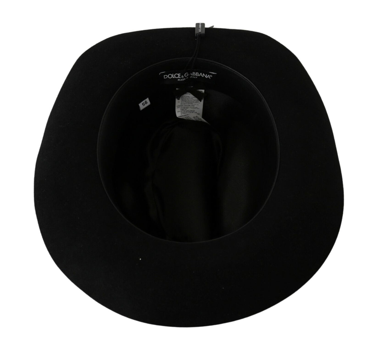 Dolce & Gabbana Elegant Black Lapin Wide Brim Panama Hat Dolce & Gabbana