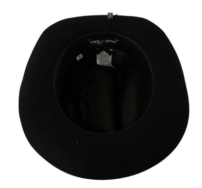 Dolce & Gabbana Elegant Black Lapin Wide Brim Panama Hat Dolce & Gabbana