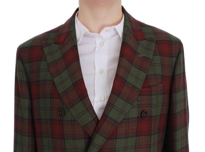 BENCIVENGA Elegant Checkered Double-Breasted Wool Blazer BENCIVENGA