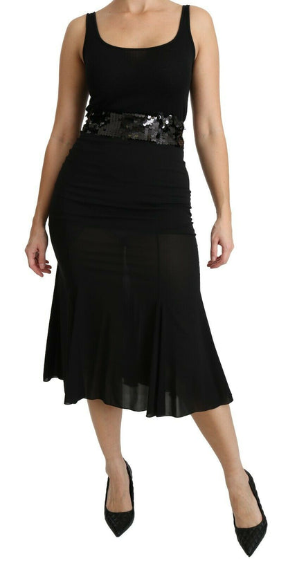 Dolce & Gabbana Chic High Waist Black Silk Blend Skirt Dolce & Gabbana