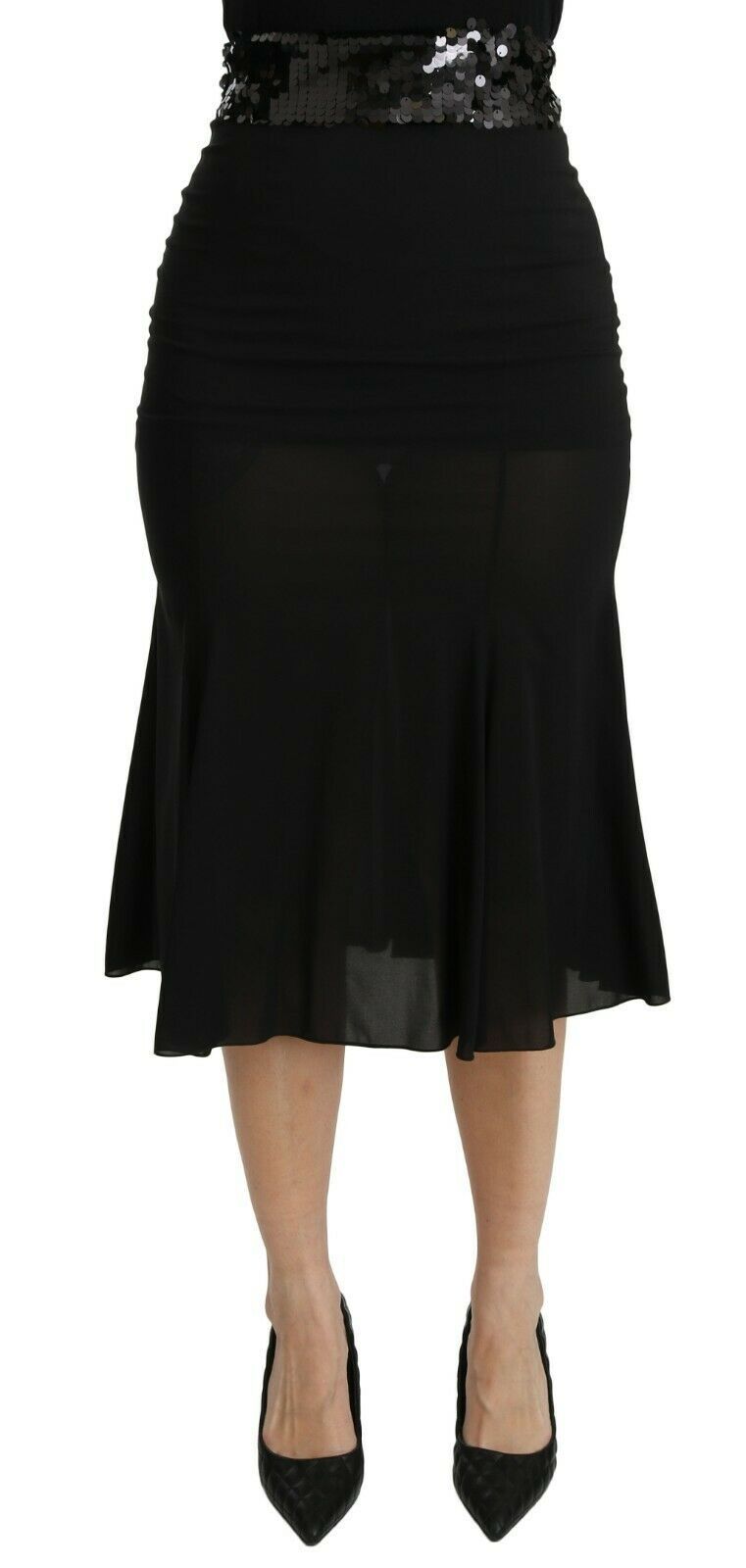 Dolce & Gabbana Chic High Waist Black Silk Blend Skirt Dolce & Gabbana