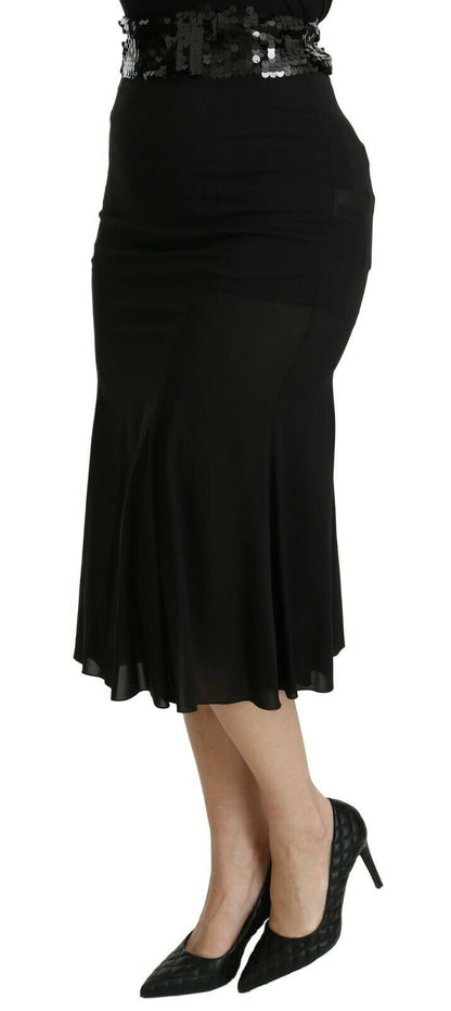 Dolce & Gabbana Chic High Waist Black Silk Blend Skirt Dolce & Gabbana