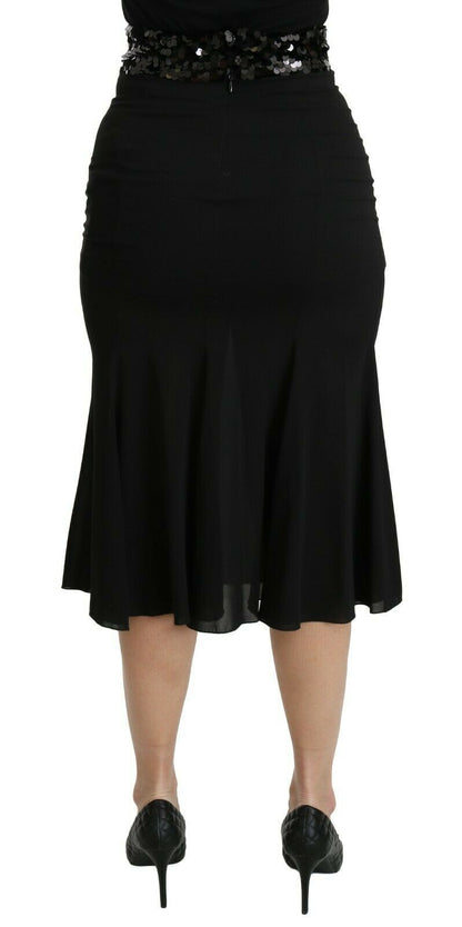 Dolce & Gabbana Chic High Waist Black Silk Blend Skirt Dolce & Gabbana