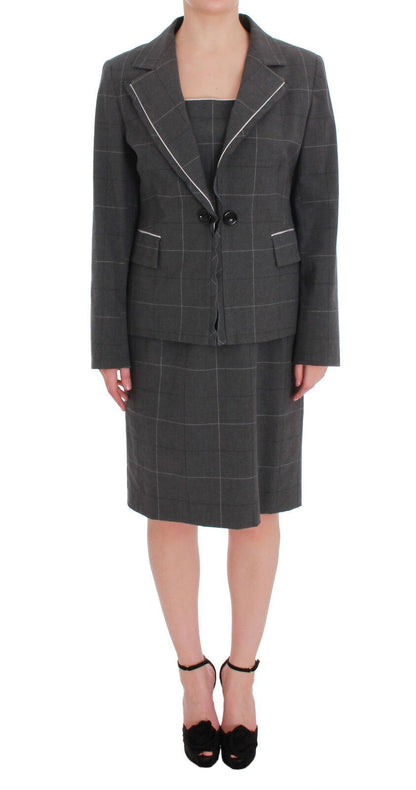 BENCIVENGA Elegant Checkered Cotton-Blend Suit Set BENCIVENGA