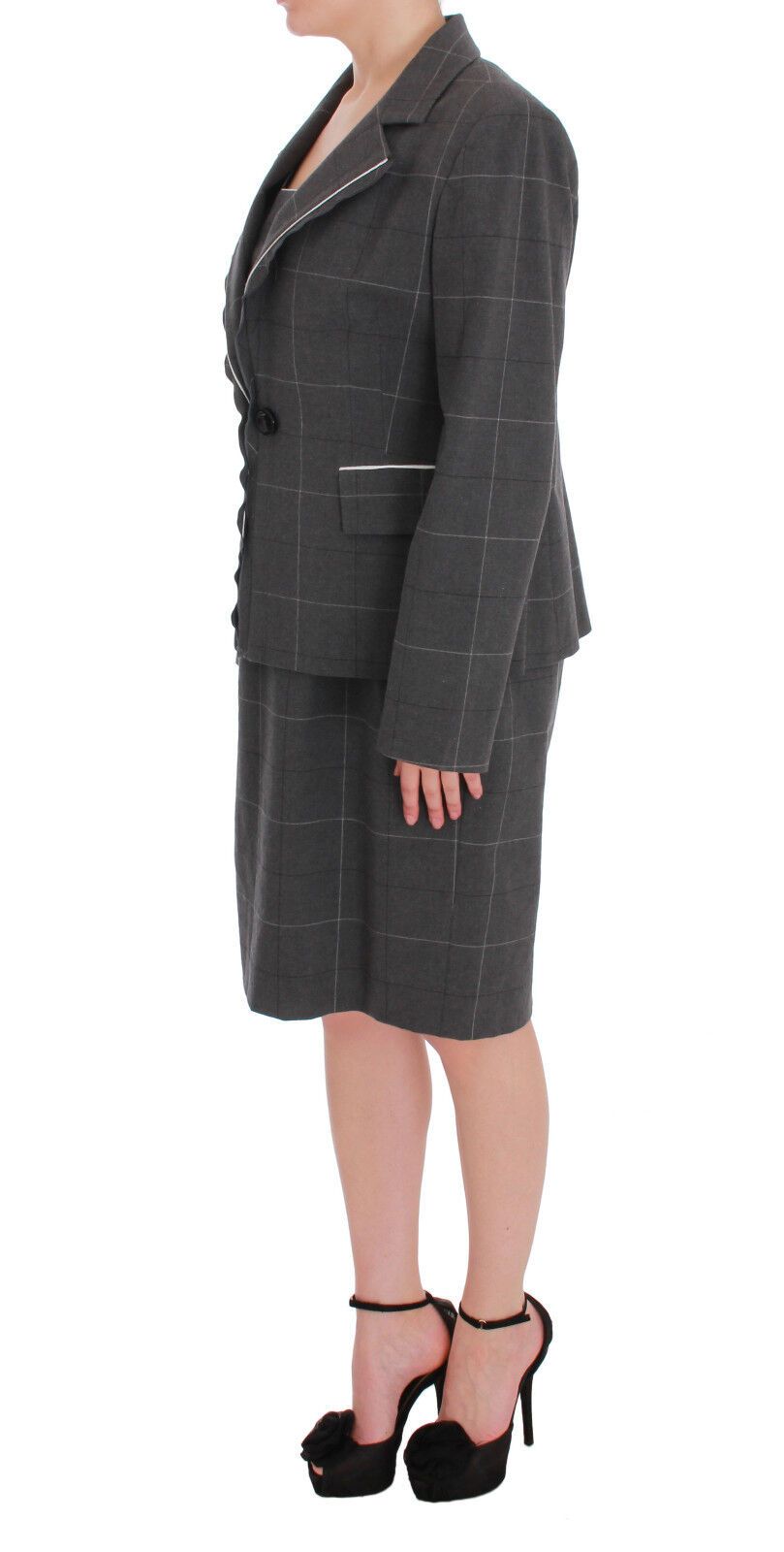 BENCIVENGA Elegant Checkered Cotton-Blend Suit Set BENCIVENGA