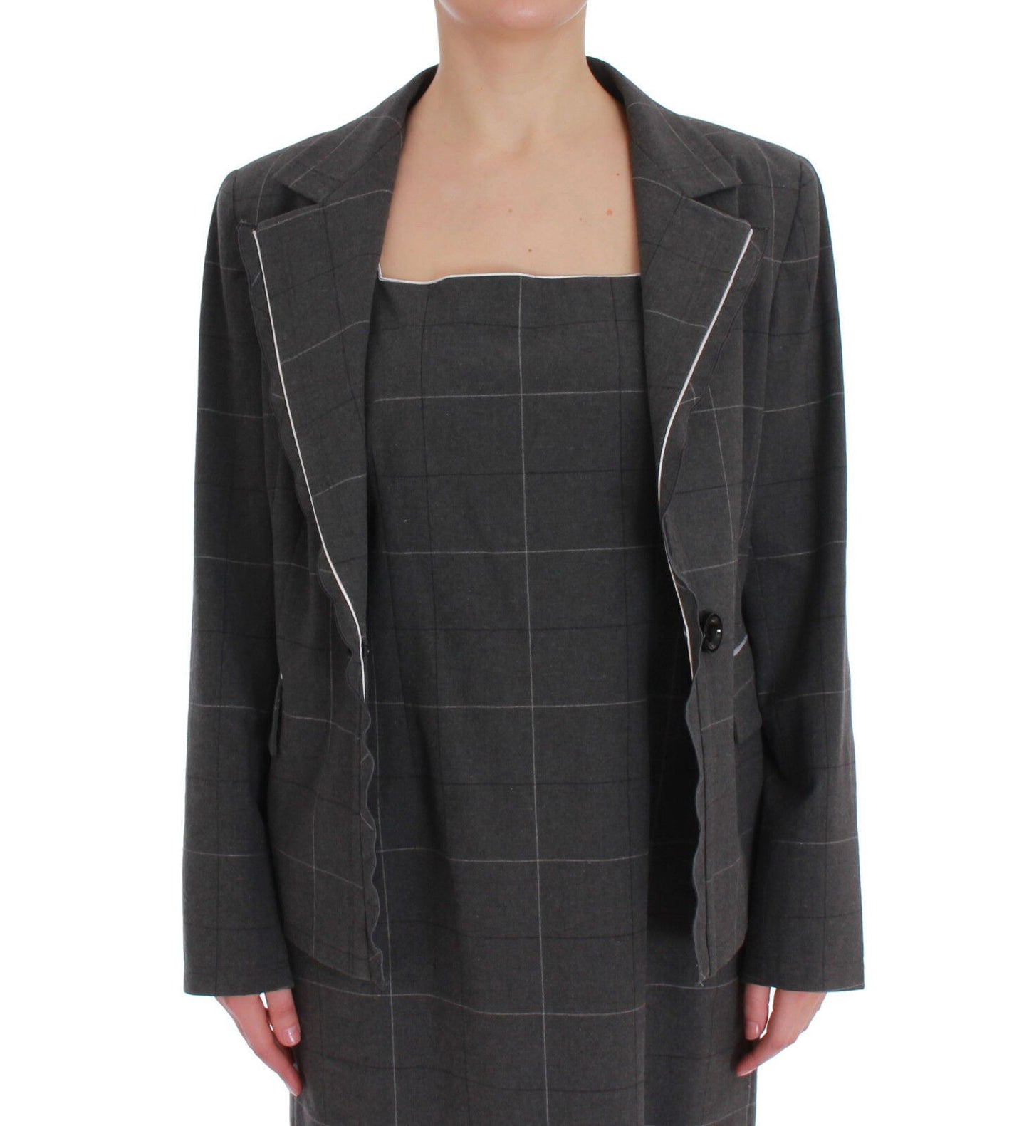 BENCIVENGA Elegant Checkered Cotton-Blend Suit Set BENCIVENGA