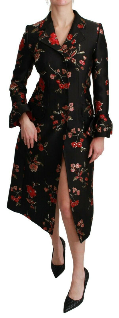 Dolce & Gabbana Elegant Floral Embroidered Trench Coat Dolce & Gabbana