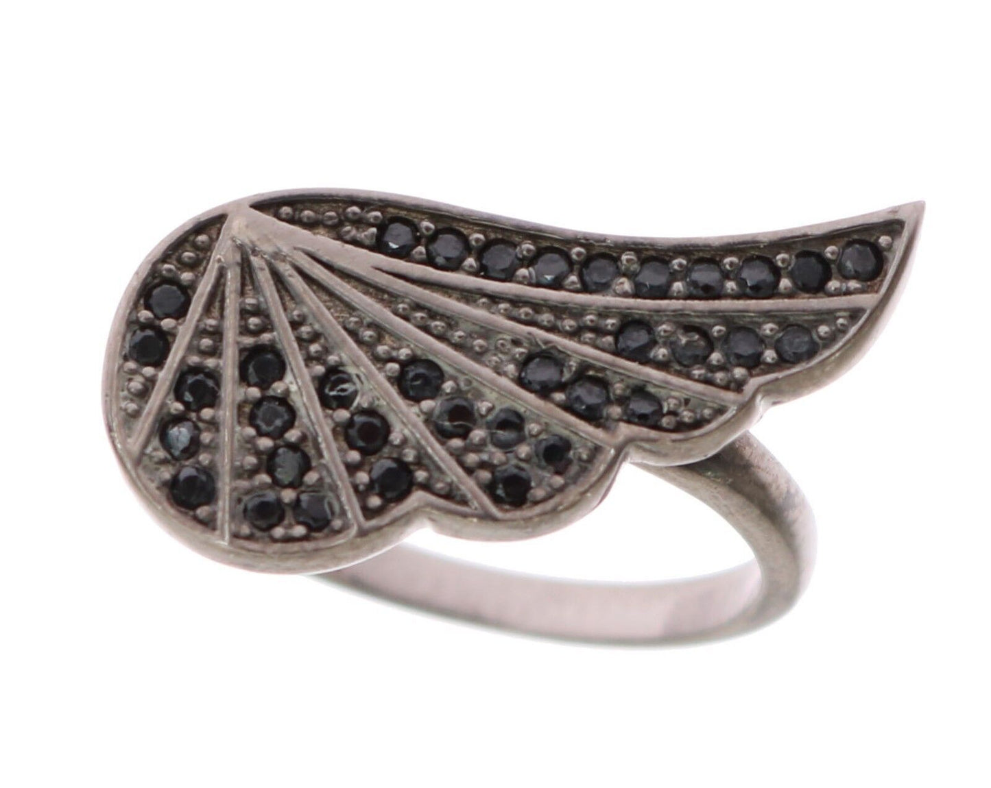 Nialaya Black Rhodium Silver Crystal Ring Nialaya