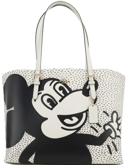 COACH (C6978) Mickey Mouse X Keith Haring Mollie Large Leather Shoulder Tote Bag COACH