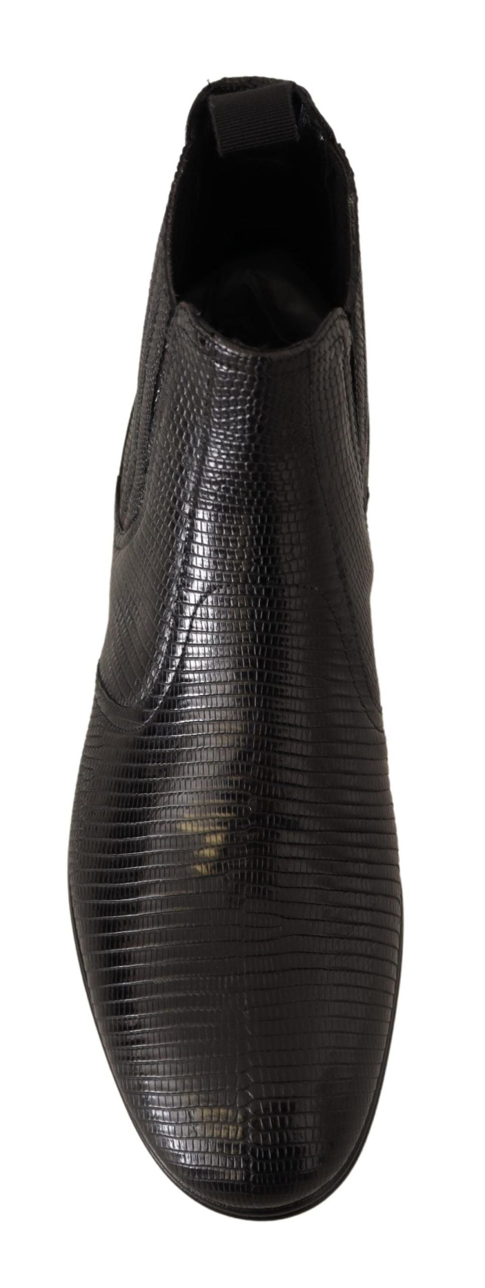 Dolce & Gabbana Elegant Black Leather Lizard Skin Derby Boots Dolce & Gabbana