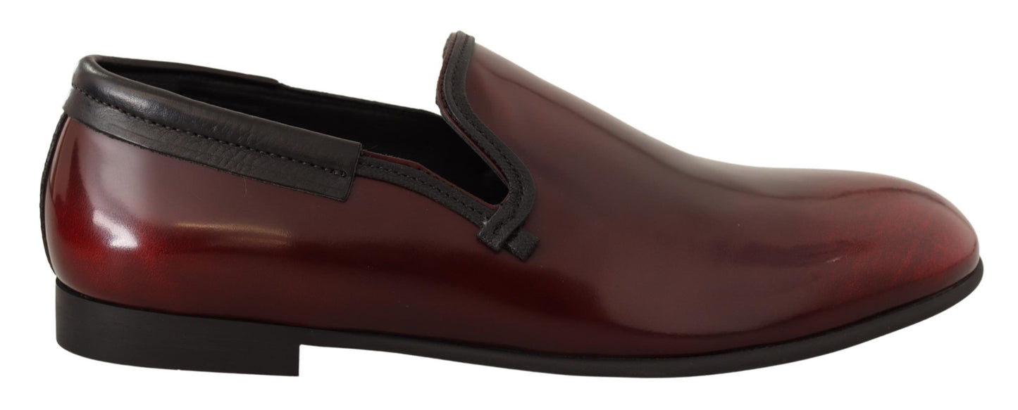 Dolce & Gabbana Elegant Bordeaux Leather Loafers Dolce & Gabbana