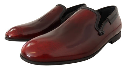 Dolce & Gabbana Elegant Bordeaux Leather Loafers Dolce & Gabbana